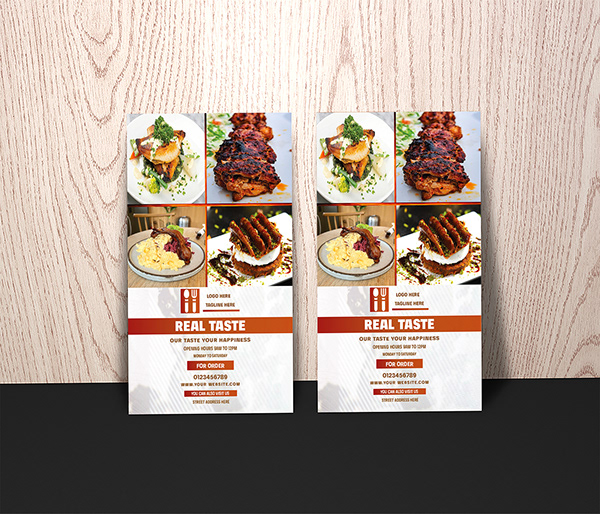 Food restaurant flyer combo set design
