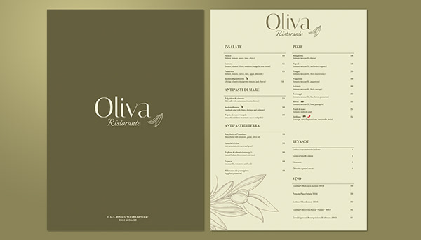 "Oliva" Italian Restaurant Menu Design (Concept)