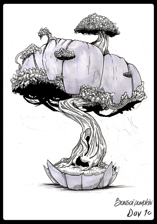 pumpkin ink Black&white inktober