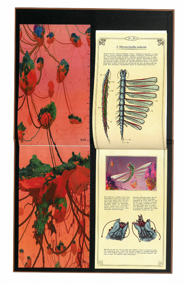 exobiology alien animal biology book Retro science fiction race Latin vertical fish deep flight concept art creature