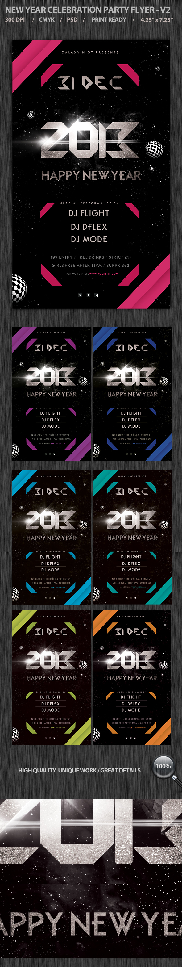new year flyer New Year Party disco nightclub  night club psd flyer dance party  december fest  winter flyer xmas stars futuristic Merry Christmas Music Concert
