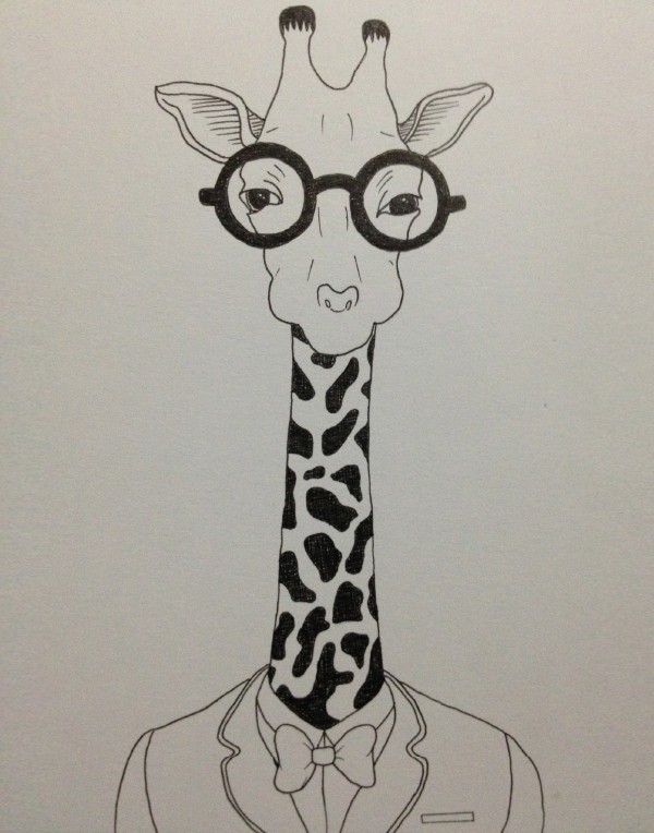 Hipster giraffe cute Character tux animal tetrad