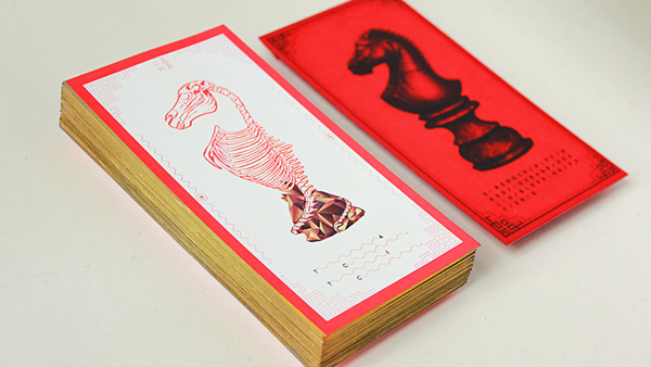 chinese new year card greeting card ornament laser printing Edge Coloring translucent knight chess wooden horse wood horse skeleton The Mbamoe Vectory stvntiti  