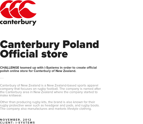 Canterbury challenge challenge studio skinder dawid dawid skinder skinder dawidskinder.com zabrze poland e-commerce shop store Rugby online store