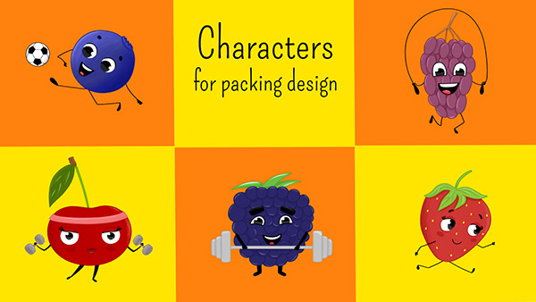 Character design for berry gummies packaging