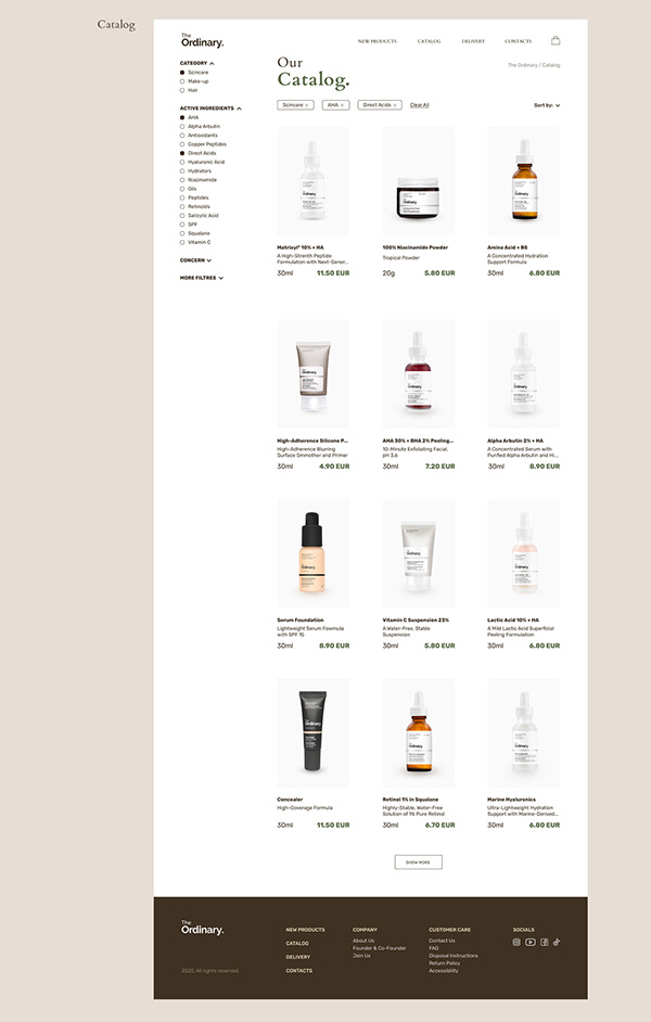 Skincare Products Online Store Web-Design