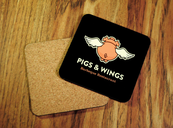 restaurant Restaurant Branding menu barbeque barbecue BBQ Pigs and Wings rustic wood minimalistic pig wings pink