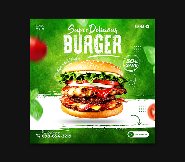Food burger social media design