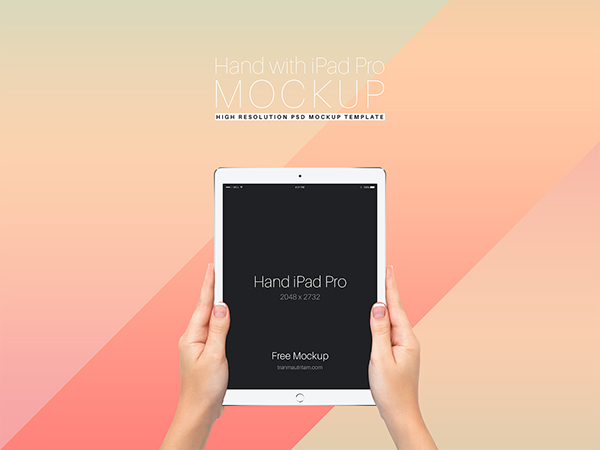 Free Hand with iPad Pro PSD Mockup
