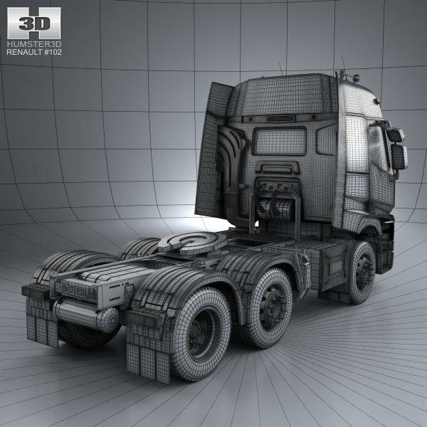 renault Truck tractor truck 3D model 3D 3ds max Render vray 3d modeling