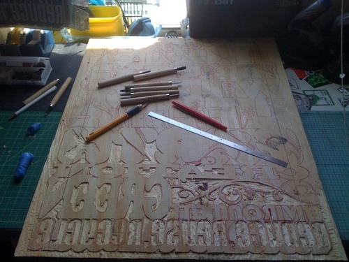 wood carving woodblock printmaking wood print Hand tools