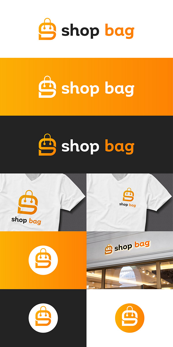 Initial S letter shopping bag logo design