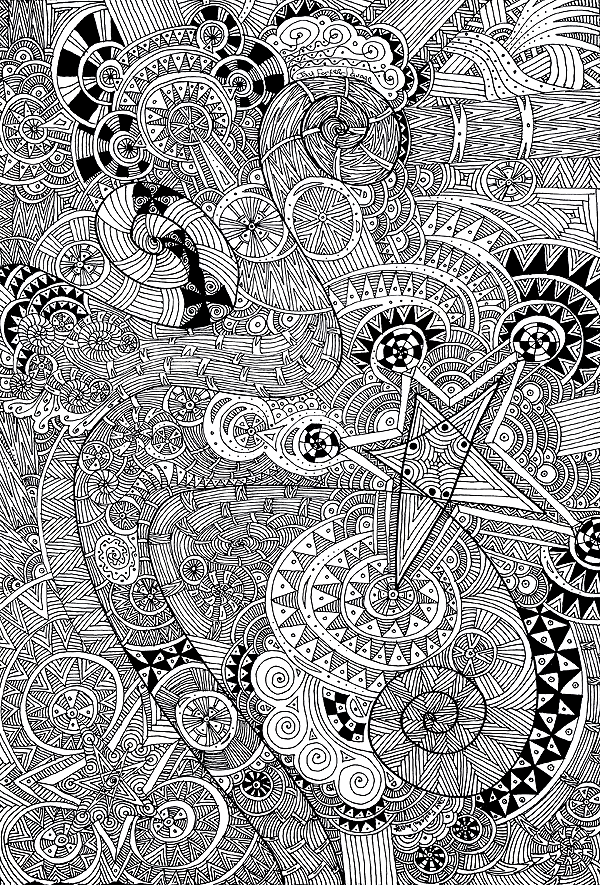 doodle spirals stars curls pen drawing