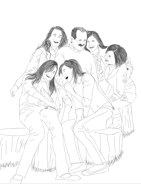 familia blanco y negro ilustracion family Love hug