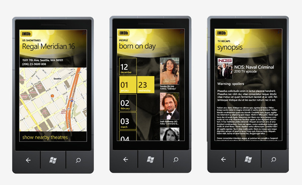 windows phone 7 mobile phone imdb Phone Application Microsoft Phone Identitymine panorama Mobile Application Internet movie database Metro Interface metro Movies mobile Windows Phone 7 IMDb imdb app Imdb Phone app IMDb visual design IMDb Phone iphone windows phone IMDb Marketplace IMDb Panorama