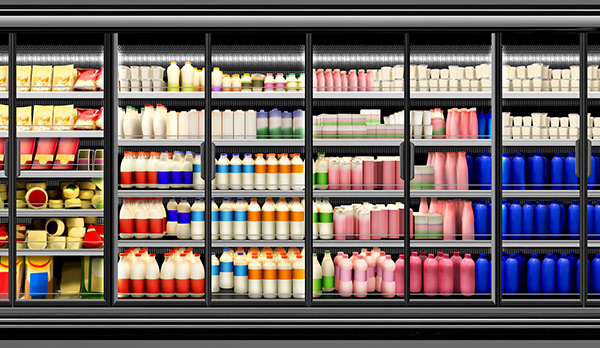 Milk and yoghurt product in Glass door fridgeadobe