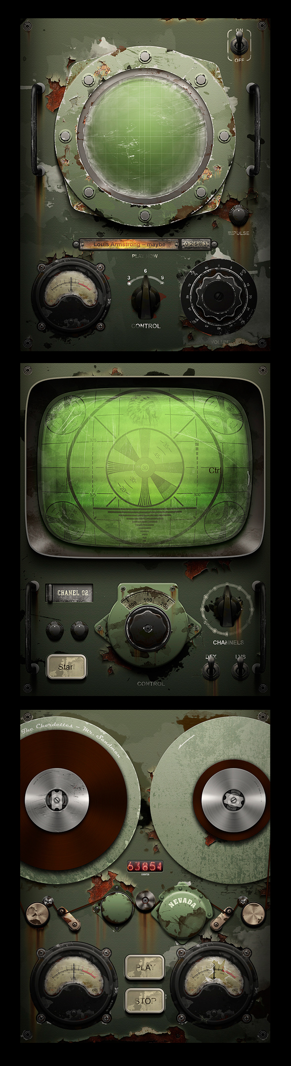 app fallout UI iPad iphone sound player GUI Interface elements