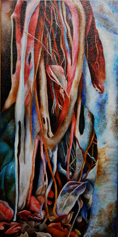 banyan trees oil paint veins Nature human & nature small format figurative roots