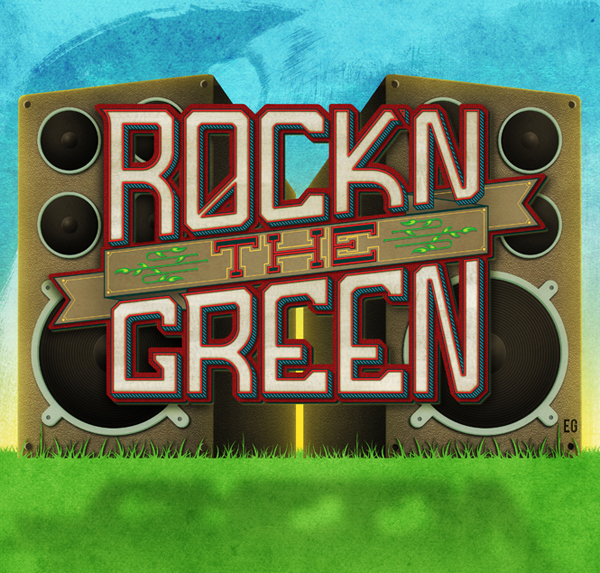 rock poster Event design texture handdrawn freehand speakers green Sunny sketched rocking rockn