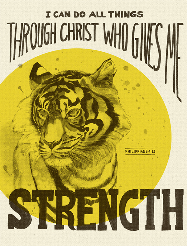 tiger strength bible art Christian Art halftone yellow 365 project Bible Illustration scripture art