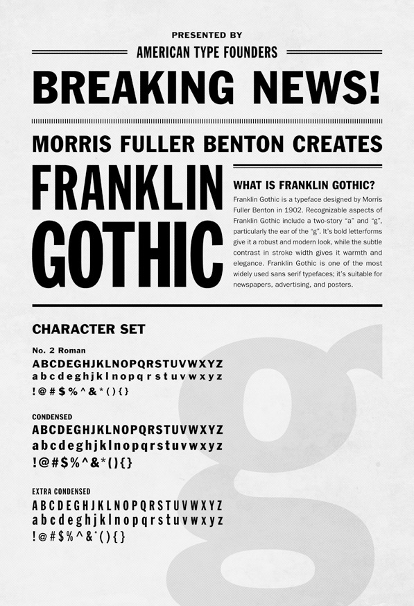 Franklin Gothic  morris fuller Benton  typography  poster newspaper