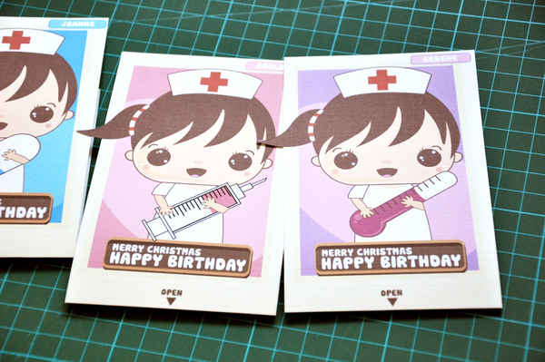Christmas santa nurse vector cute cartoon colors graphic birthday card birthday cake elephant piggy pig card