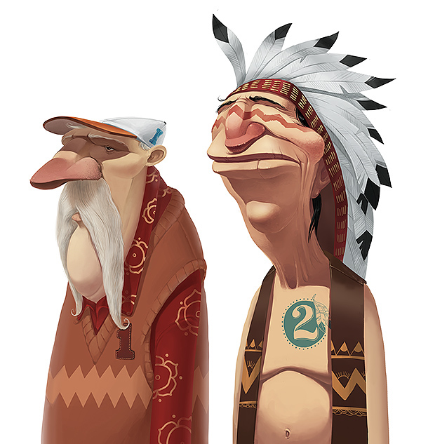 toondra illustrations old hippie trendy characters