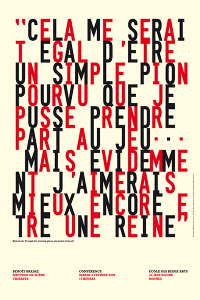 poster affiche Bradel Typographie sérigraphie damier échecs