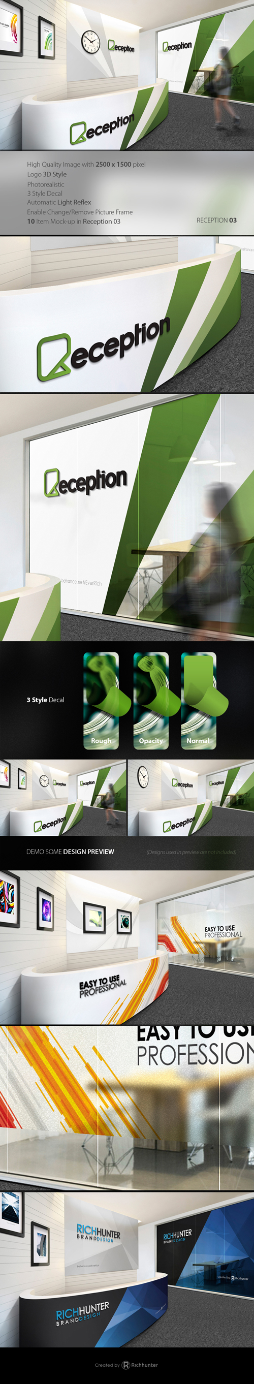 Mockup mock up office room psd file reception room logo 3d realistic presentation professional