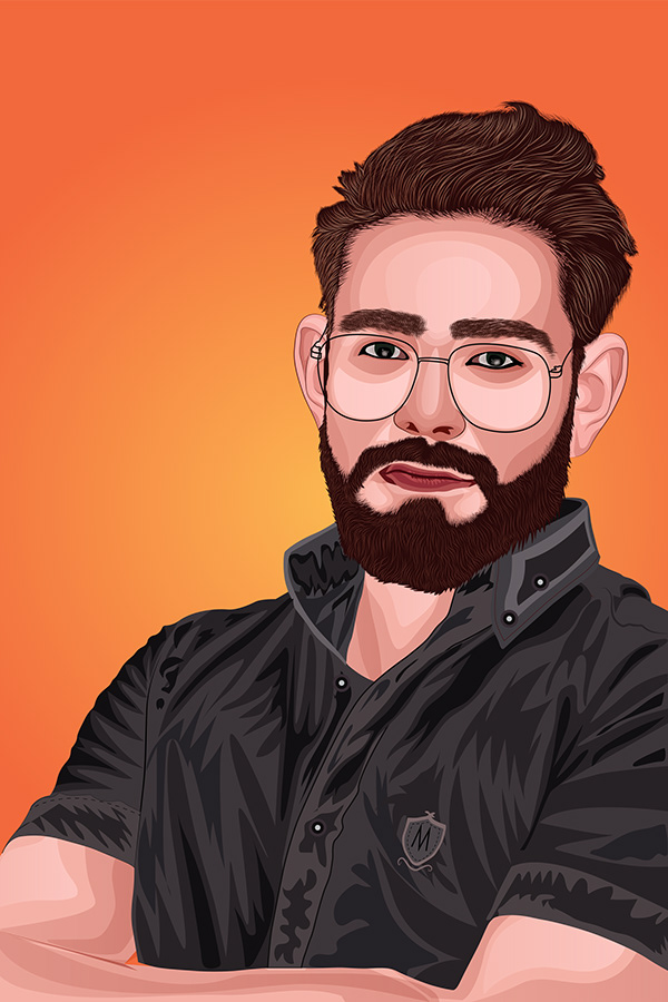 Vector portrait of young man on Behance