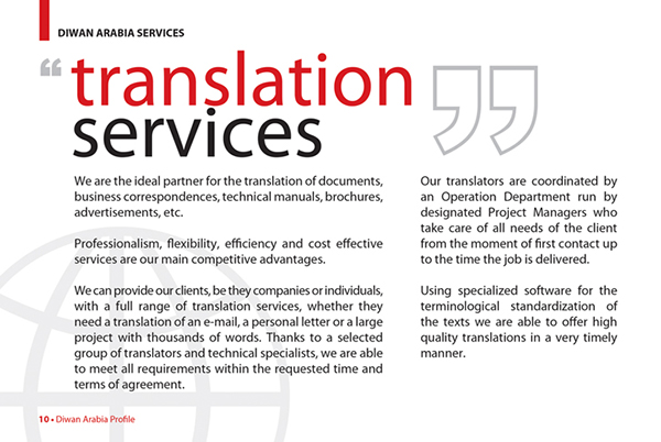 Diwanarabia language translation localization profile corporate business Globalization clients