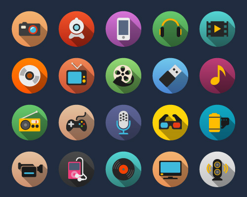 Multimedia flat icons