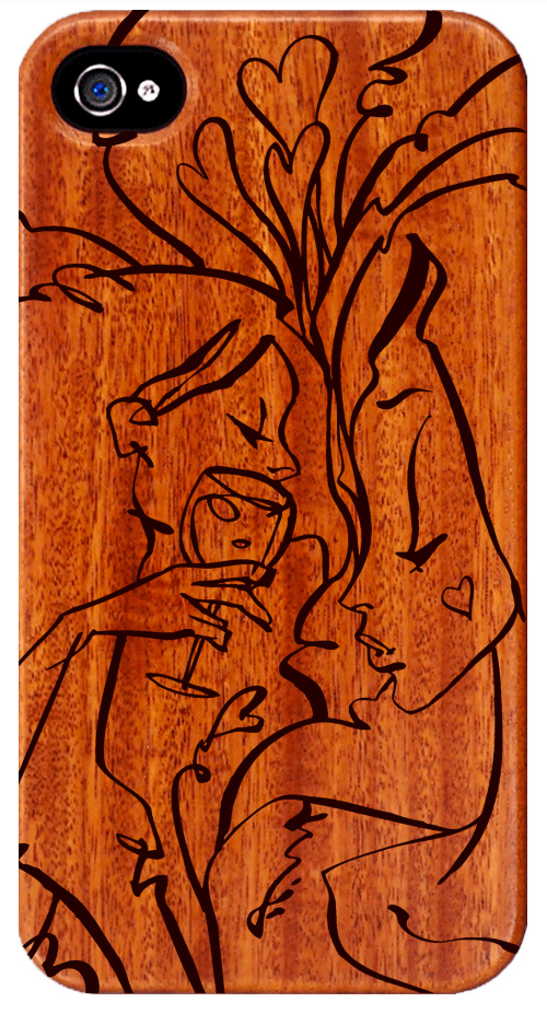 pattern faces wood cases Laser Engraved