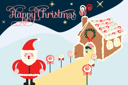 santa Christmas Gingerbread card Holiday seasons greetings vector