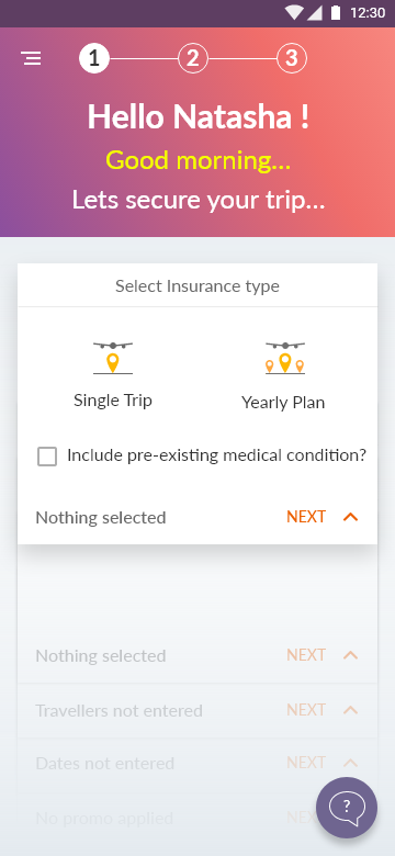 app concept insurance mobile personalized UI ux