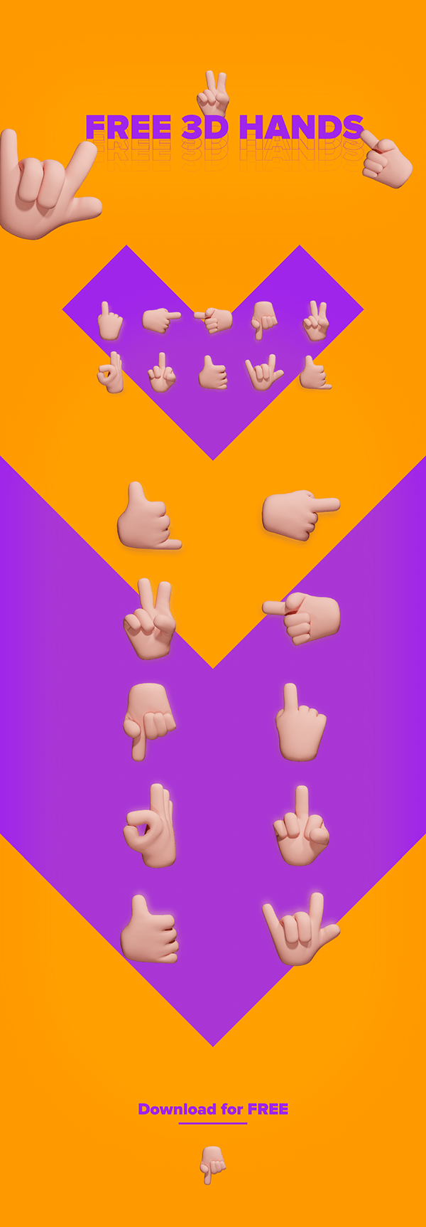 Free 3D HANDS ICONS