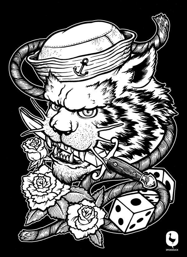 tiger Sword Sailor tiger tattoo spokeduck