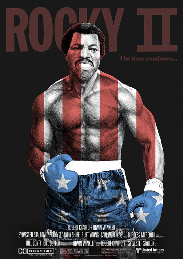Carl Weathers Apollo Creed ROCKY II 2 film poster movie poster alternative poster Kreg Franco art boxing heavy weight america patriot flag king of sting