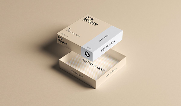 Box Packaging Mockup Download, Square box packaging