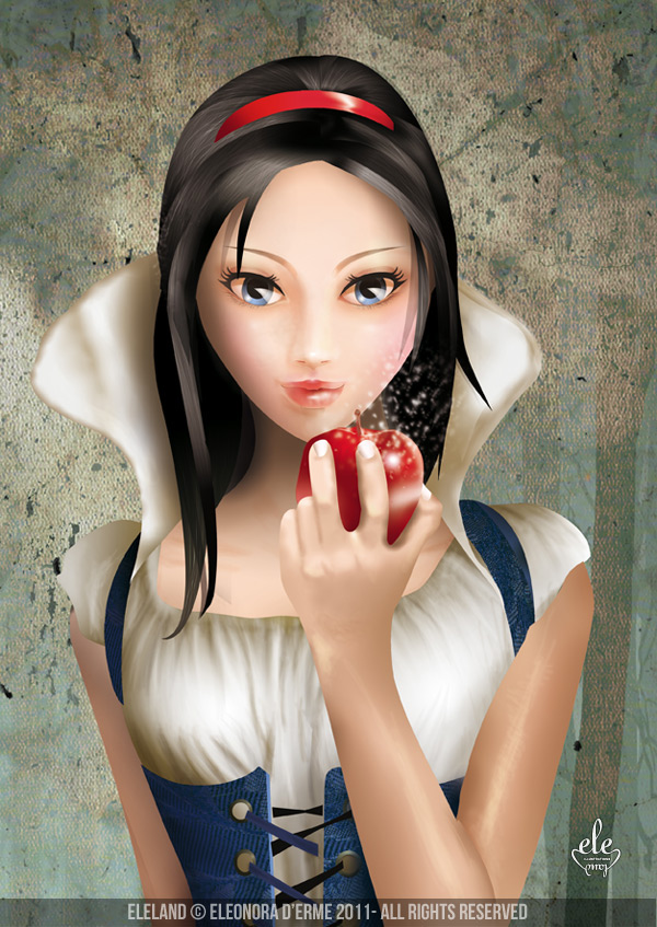 snowhite Red Apple tale Lady digital painting eleland