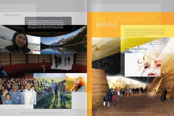 canadian museum for Human rights brochure concept Layout Capital campaign darkness to light