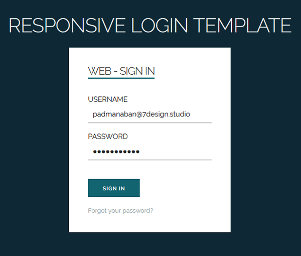 Responsive Login Form Template Web Design On Behance
