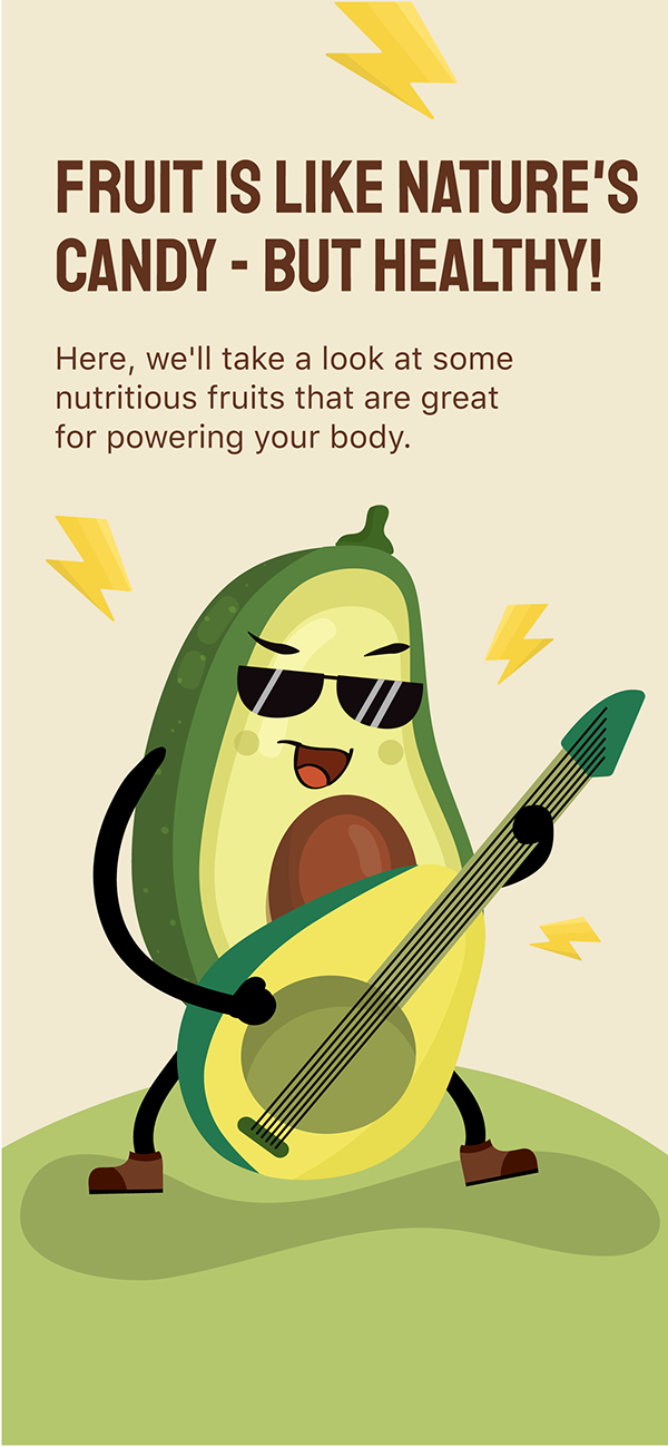Vector fruit character for stories “Simple Fasting” app