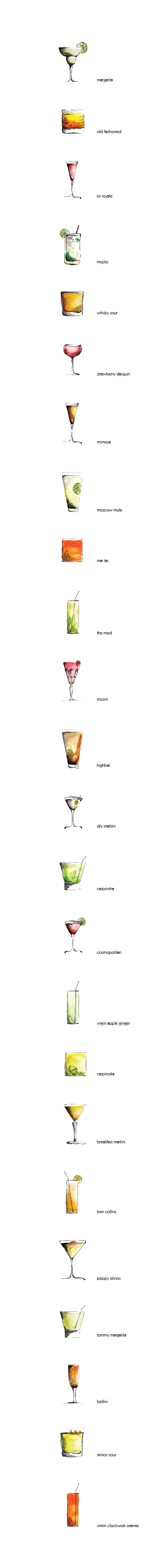 cocktail illustration design mojito margarita jar Icon drink glass pen watercolor handmade lemon straw spirit