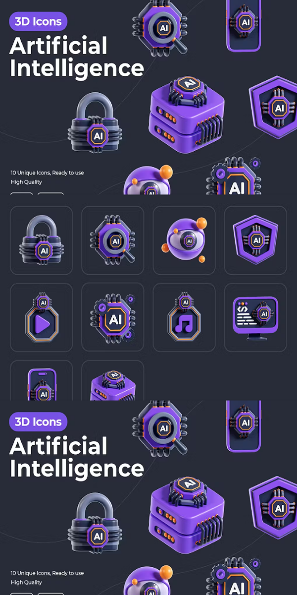 Artificial Intelligence 3D Icons