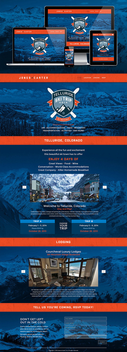 Web design Ski trip Telluride Colorado