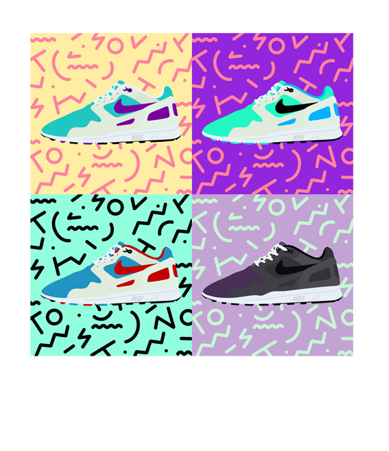 sneakers ilustracion zapatillas Nike New Balance kith ronnie fieg air skylon Air Max 1 air force 1 design graphic colorful Vectores vector