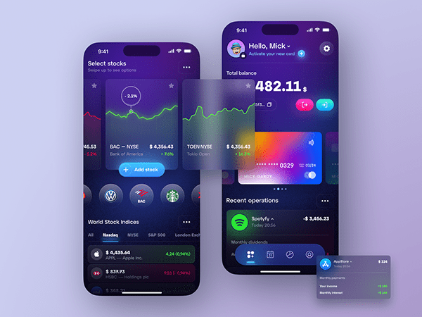 Finance and crypto online banking mobile app