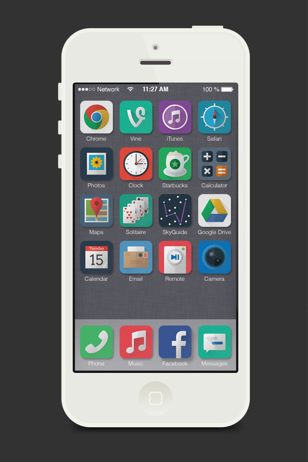 flat icons ios7 apps long shadow iphone