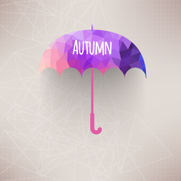 autumn triangle watercolor lettering cloud rain Herbarium leaf calendar